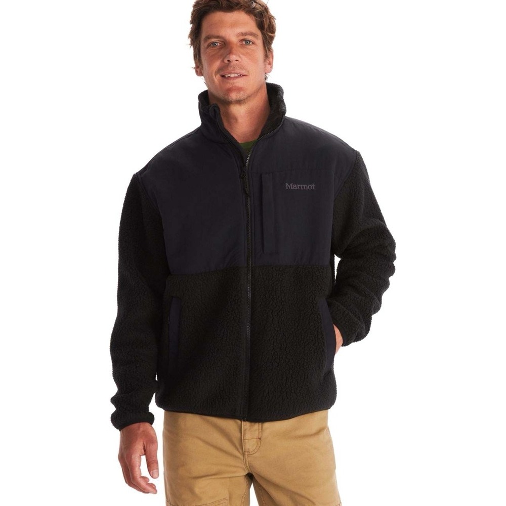 Marmot Womens Large Black Wiley Polartec Full Zip Fleece Sherpa Jacket Teddy
